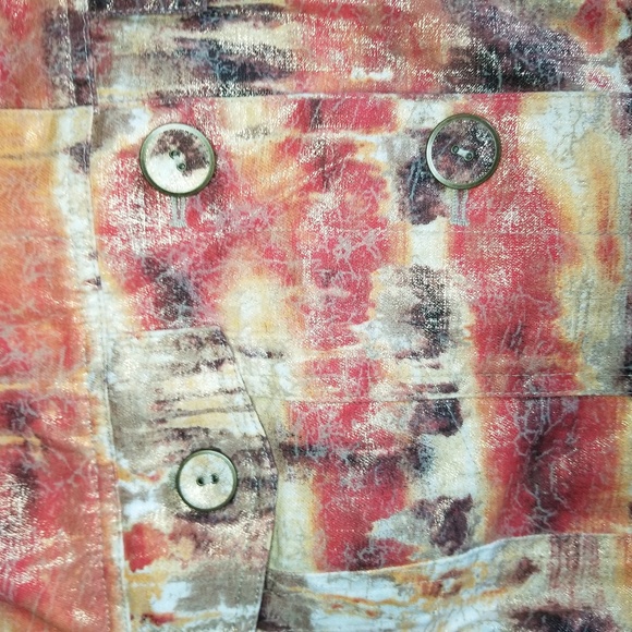 Chico's Linen Abstract Artist Shimmering Gold NWOT - Picture 2 of 6